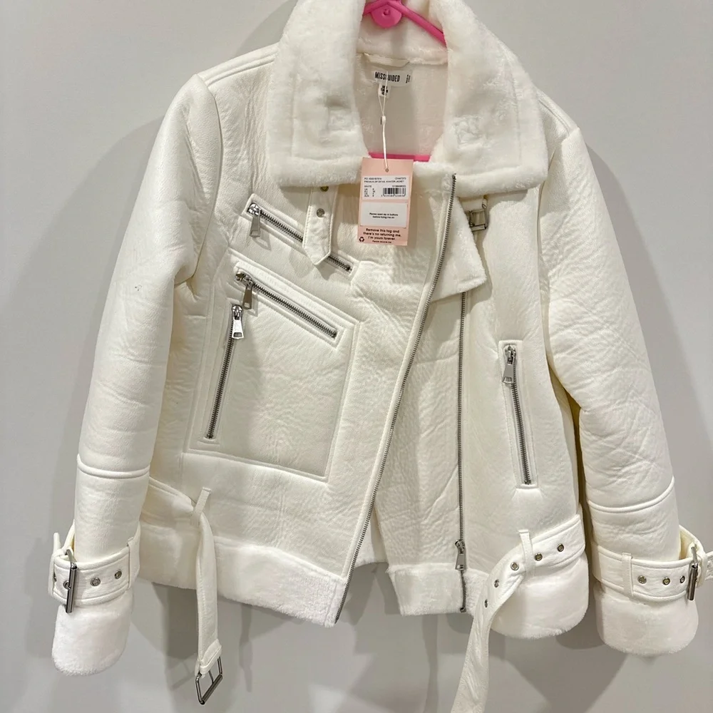 Missguided White Faux Leather Jacket - Picture 1 of 3